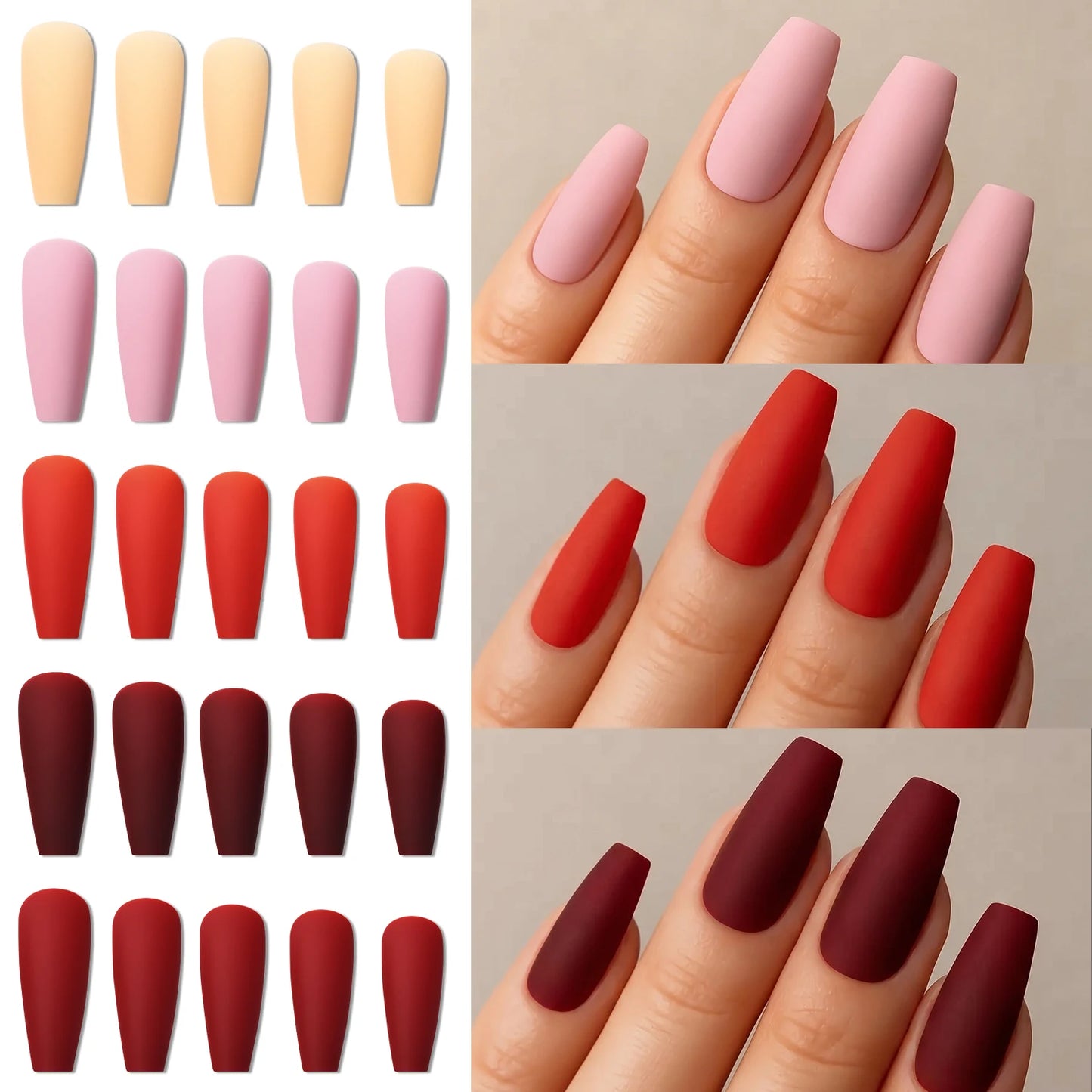 120Pcs Mixed Color Medium Square False Nails Acrylic Ballet Full Cover Fake Nail Tips For Women DIY Wearable Press on Nails