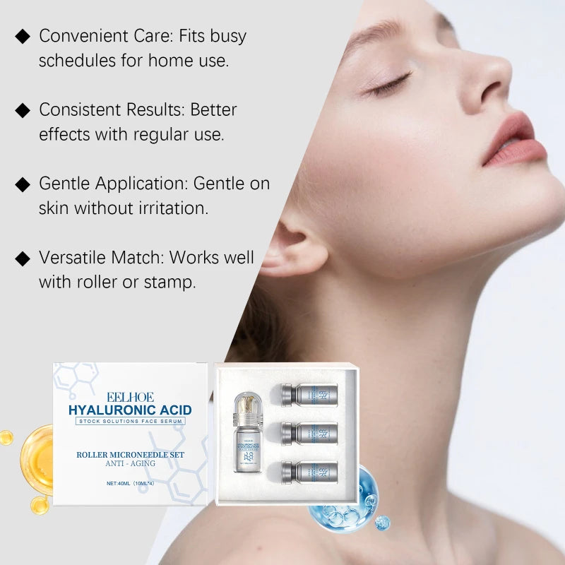 Deeply Hydrating Korean Facial Essence Set Hyaluronic Acid Microneedle Roller Skin Care Easily Absorbed Moisturizing Essence