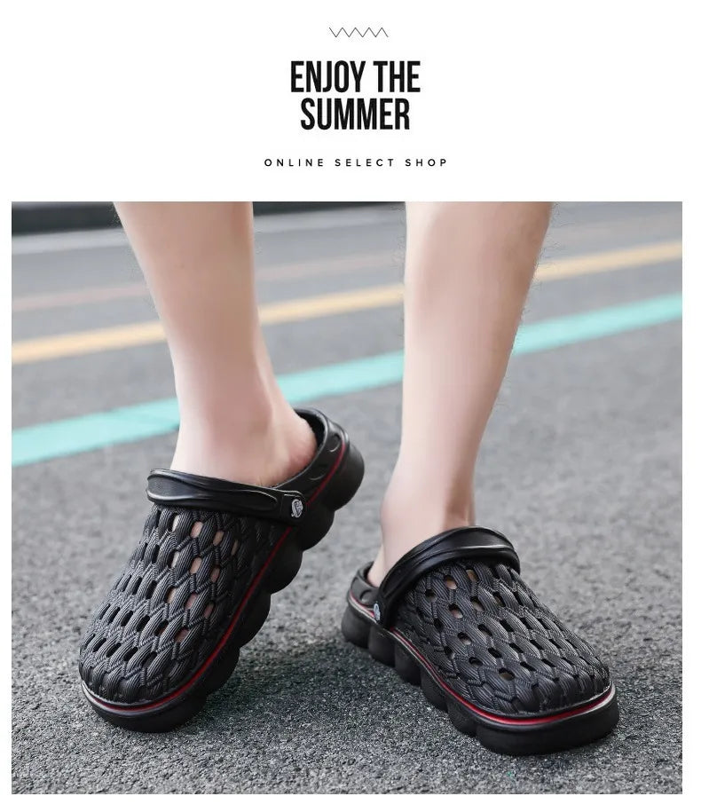 Summer Men's Clogs Sandals Man Home Garden Shoes Comfortable Men Slippers Non-Slip Soft Bottom Flip Flop Sandals Big Size 46 47
