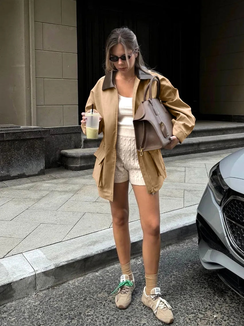Women's Oversized Trench Coat Fashion Lapel Warm Long Sleeves Wide Shoulder Windbreaker Jacket 2026 Autumn Winter Streetwear
