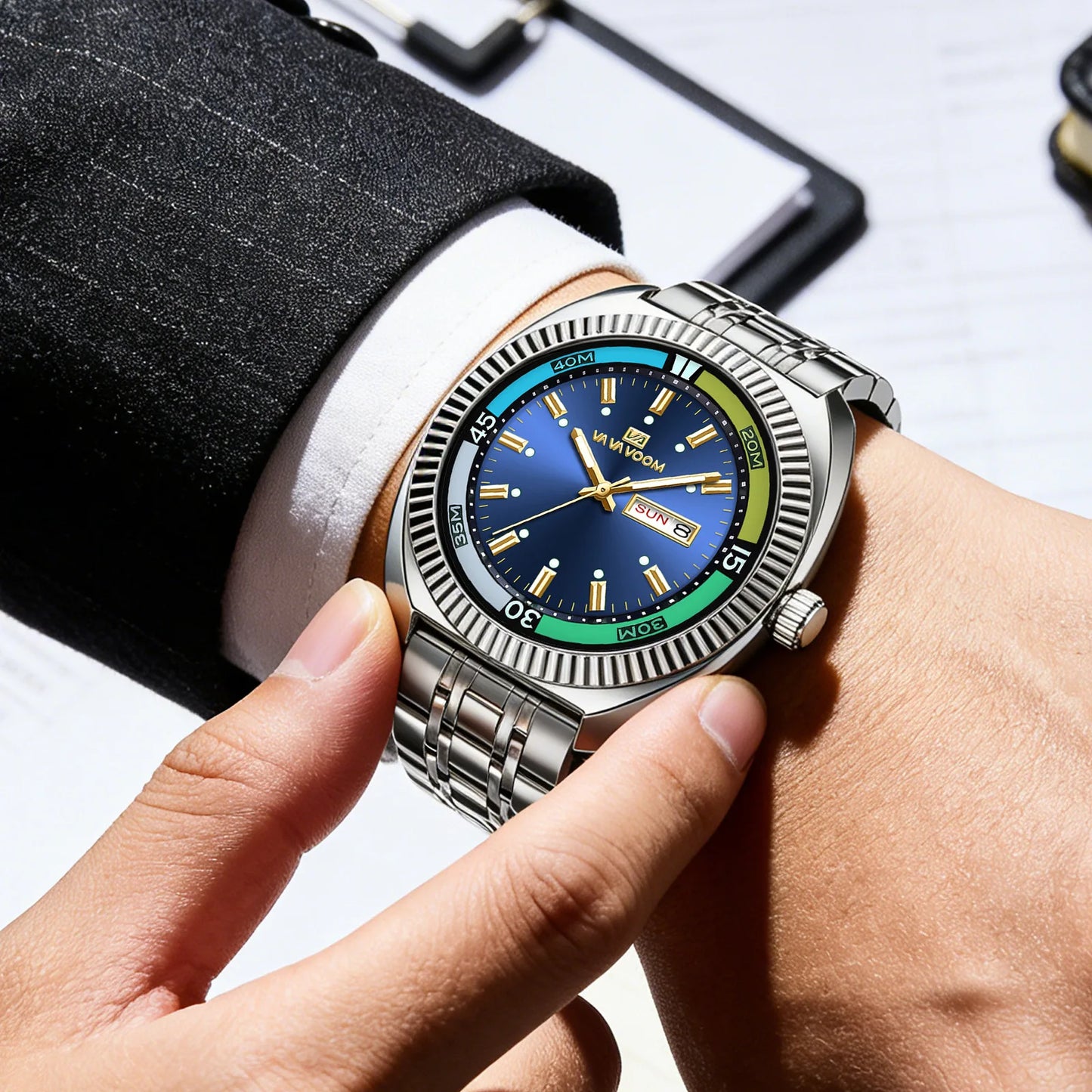 New Gear Men’s Gear Ring Stainless Steel Watch – Large Dial