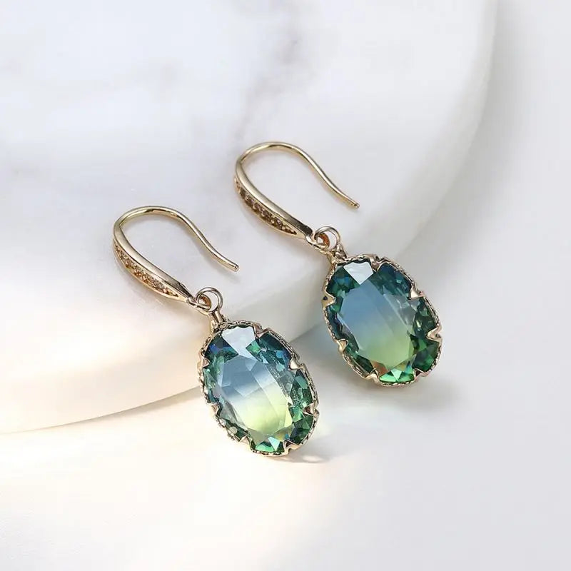 Trendy Cubic Zirconia Copper Drop Earrings For Women Girls Brown Crystal Pendant Earring Party Birthday Daily Jewelry