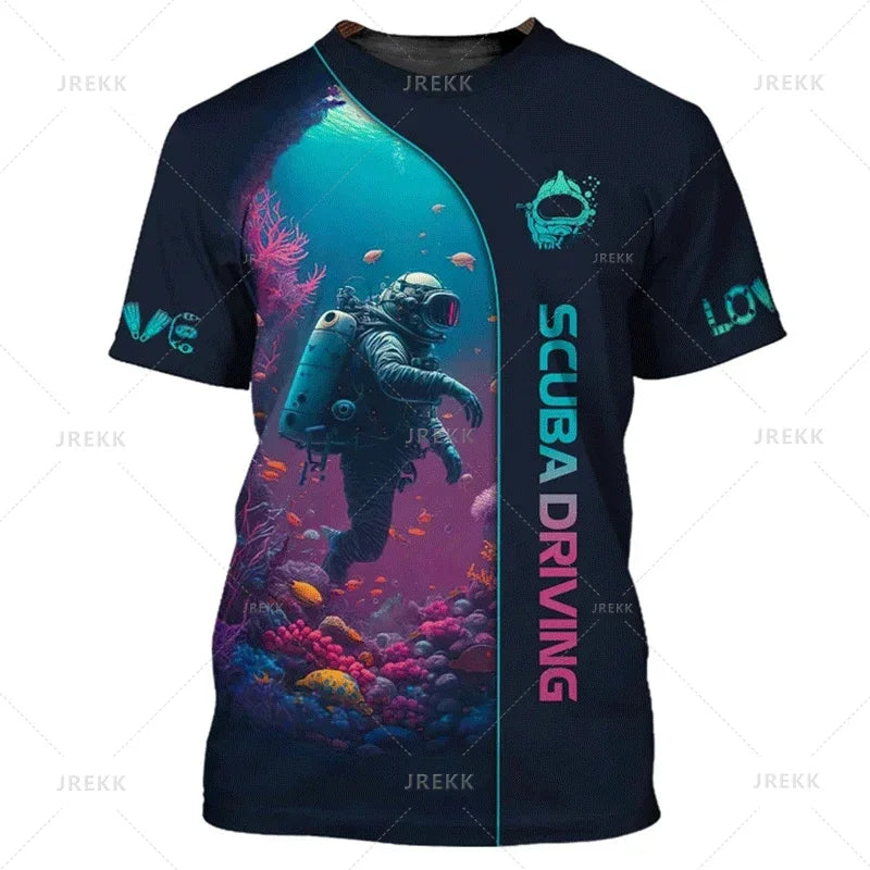 Summer 3D Diving Print T Shirt Breathable Quick Dry Family Style for Kids Adults Fashion Streetwear Sports Fitness Apparel