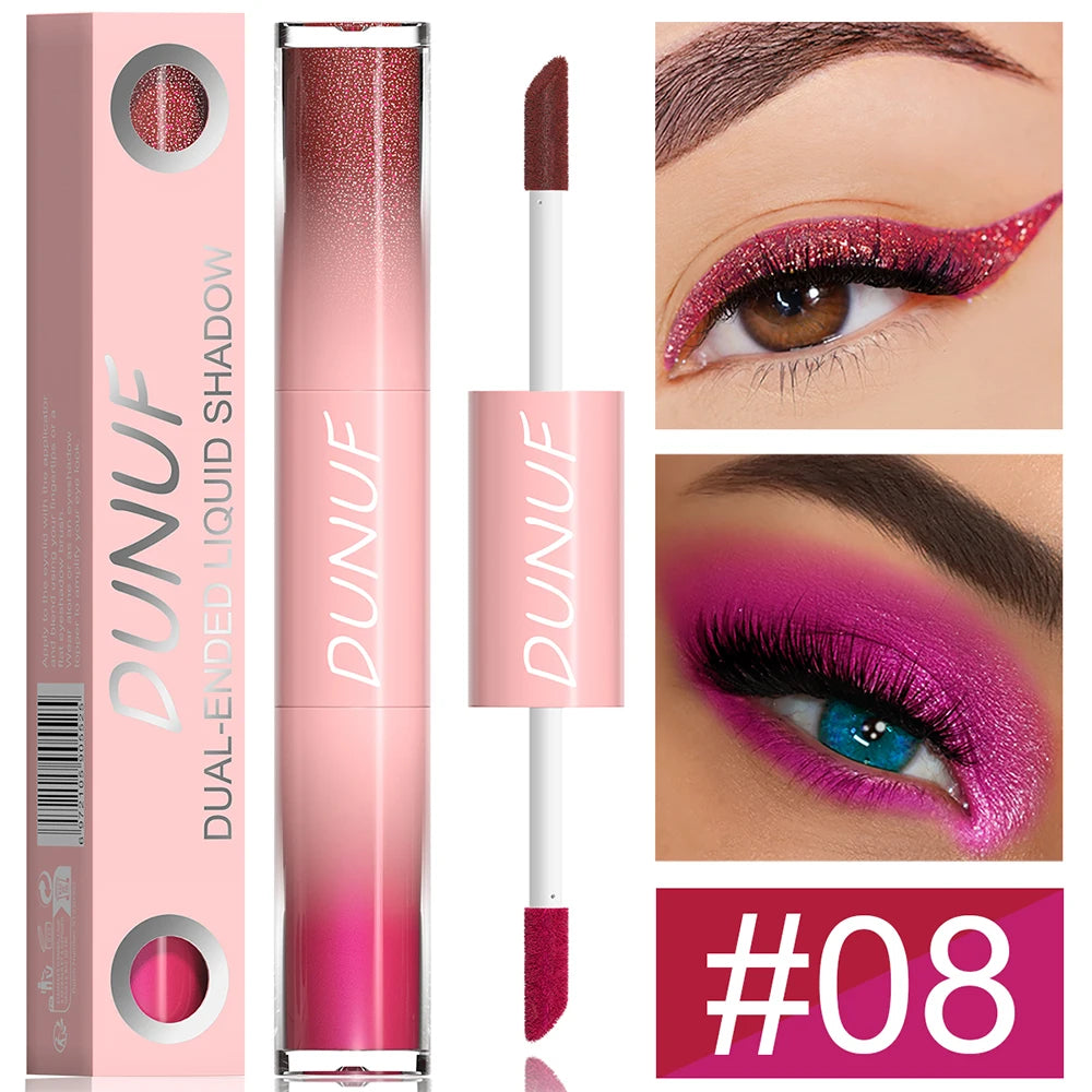 Double-head Punk Metallic Liquid Eyeshadow Stick Dark Glitter Matte Sequins Bicolor Shimmer Eyes Makeup Cream Pencil Waterproof