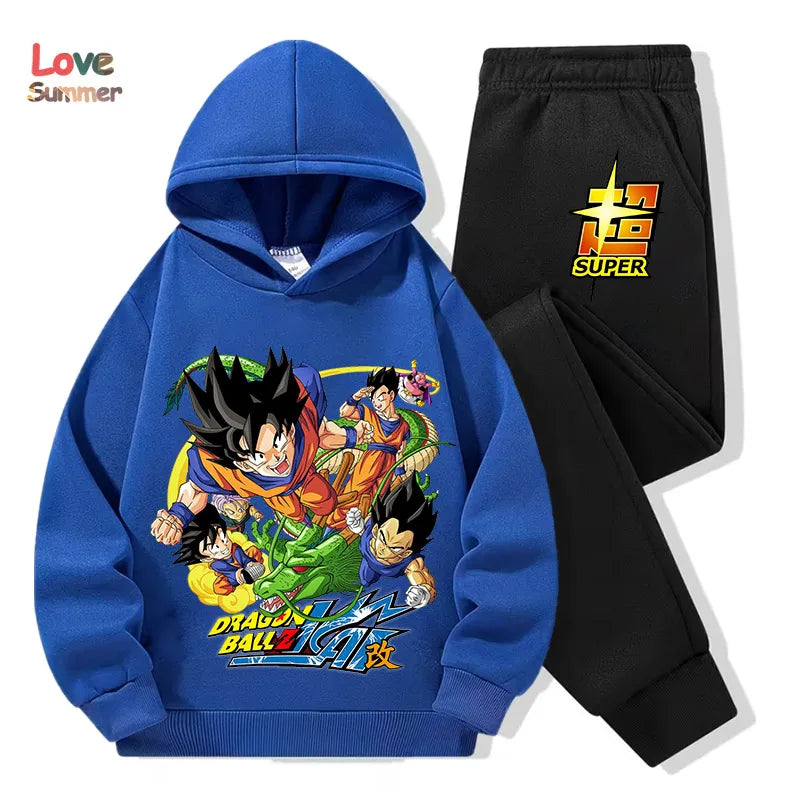 Anime hoodie pant 2pcs3-14 Years Kids Tracksuit DragonBall Clothes Goku Hoodie Boys Girls Sporty suit Ideal Daily Outdoor Wear