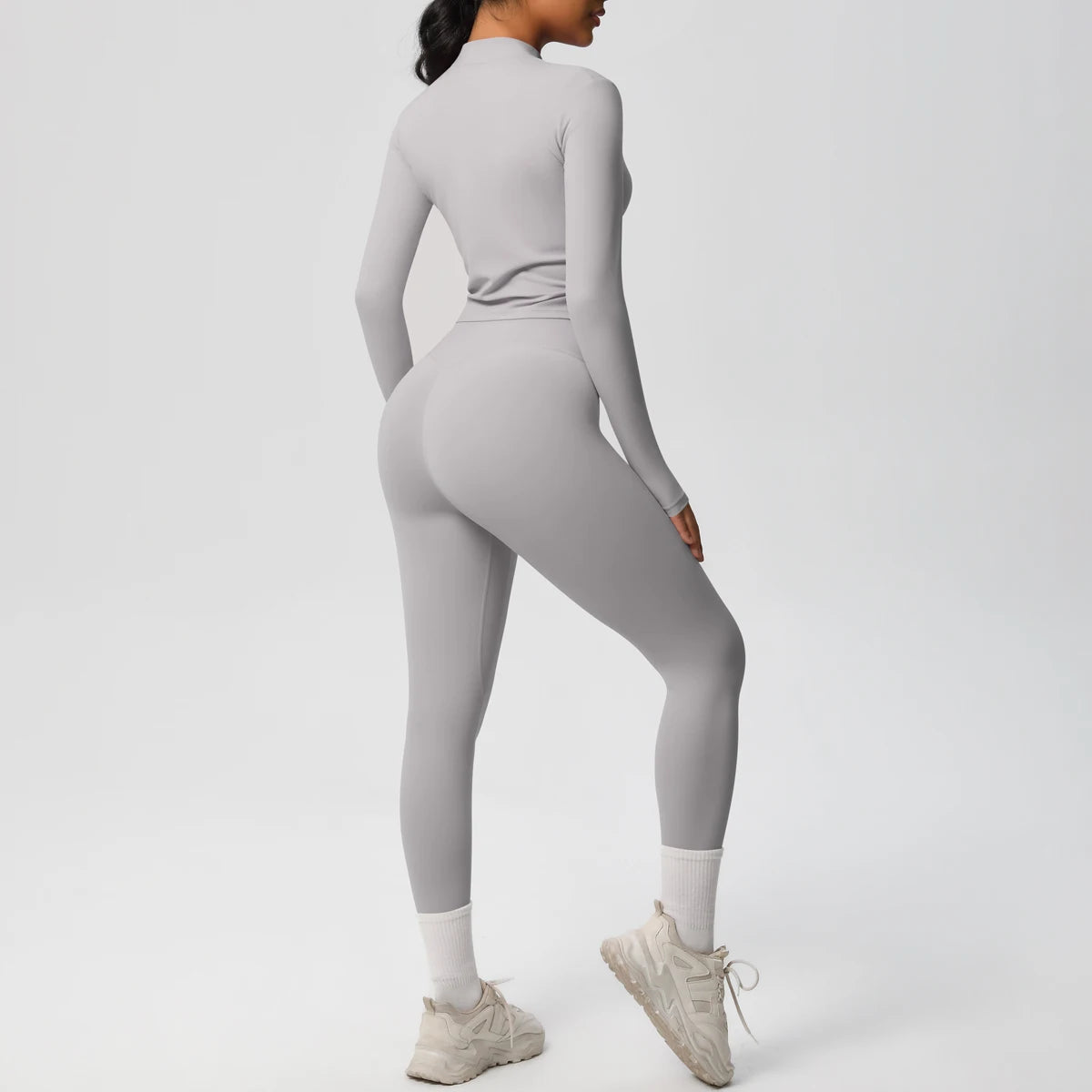 Hot Sale New Yoga Suit for Women Solid Color Yoga Zipper Long Sleeves Slim Casual Jacket Top Quick Drying Fitness Pants Gym Set