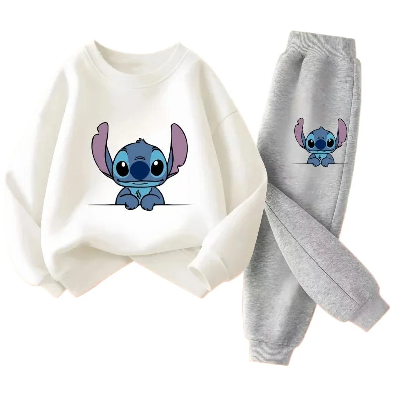 Spring Baby Girl Boy Clothes Set Children Disney Stitch Cartoon Print Sweatshirt