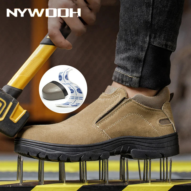 NYWOOH Men Anti Puncture Work Sneakers Breathable Safety Boots Male Soft Sole Wear Resistant Shoes Non-slip Protective Footwear