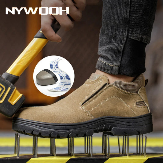 NYWOOH Men Anti Puncture Work Sneakers Breathable Safety Boots Male Soft Sole Wear Resistant Shoes Non-slip Protective Footwear