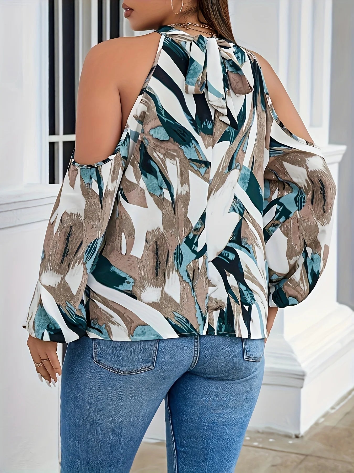 Plus Size Off-Shoulder Halter Blouse – Elegant Office Top