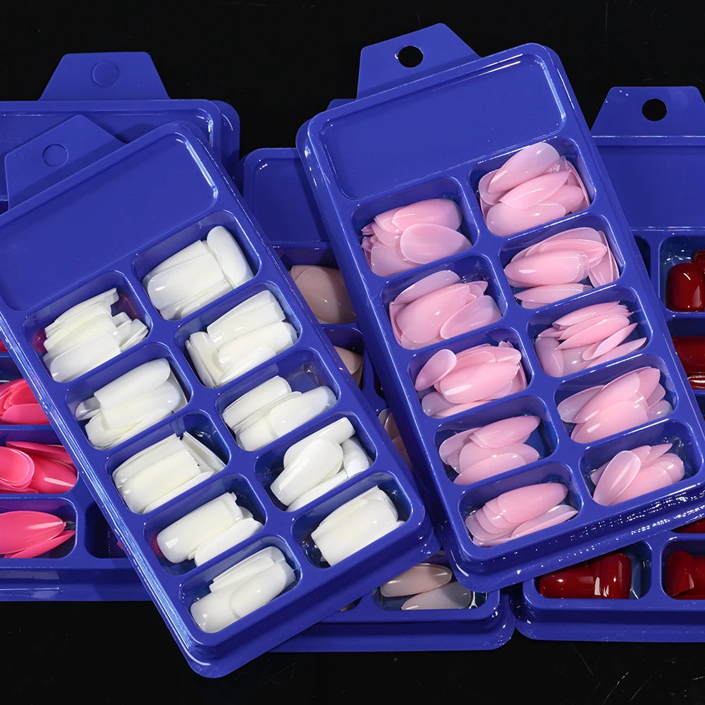 120/100Pcs Almond Full Cover Press On Nails أظافر لاصقة كاملة بتصميم لوزي – 100/120 قطعة