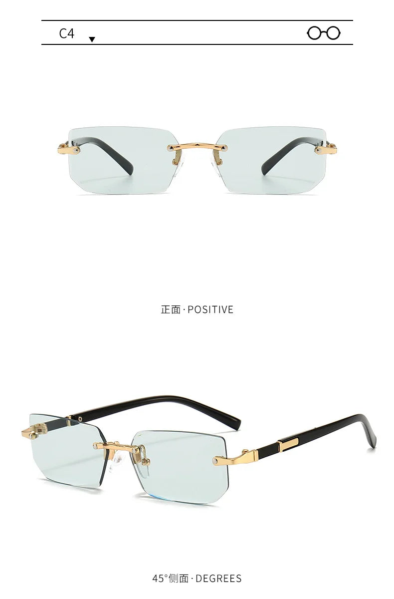 Rimless Rectangle Fashion Sunglasses نظارات شمسية مستطيلة بدون إطار