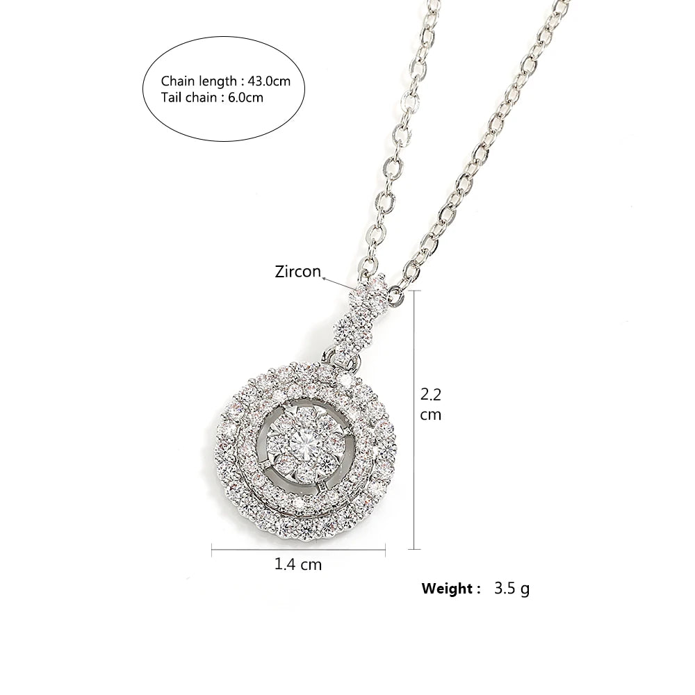 ZAKOL Simple Geometric Crystal White Zircon Pendant Necklace For Women Silver-Color Wedding Party Jewelry Gift With Box
