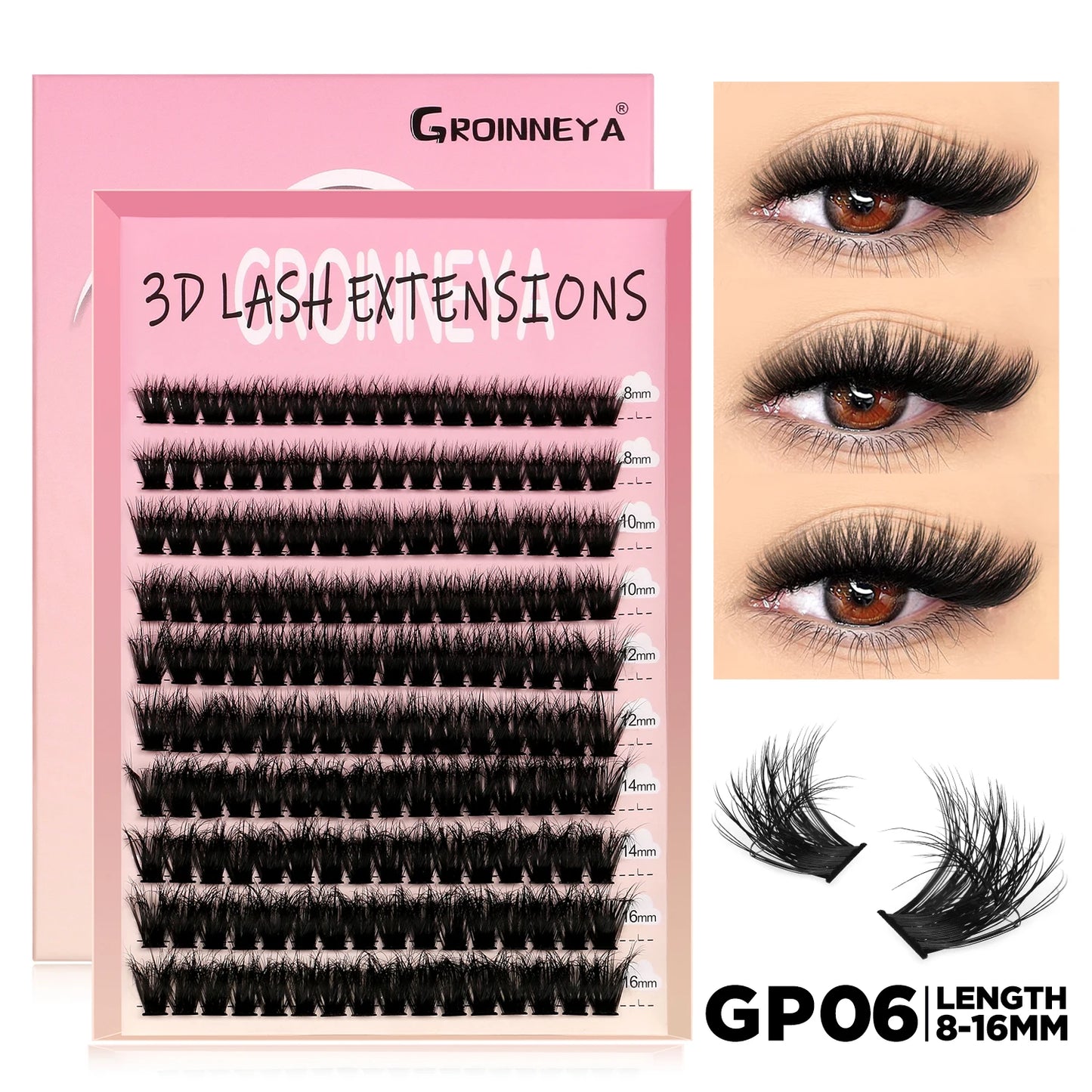 GROINNEYA DIY Cluster Lash Extensions – Fluffy Cat Eye Lashes
