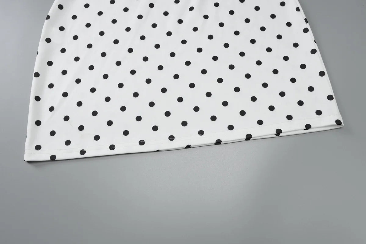 Summer Holiday Sexy Polka Dot Backless Asymmetrical Mini Dresses Strapless Lace-up Sleeveless Slim Fit Dress Vintage Party Dress