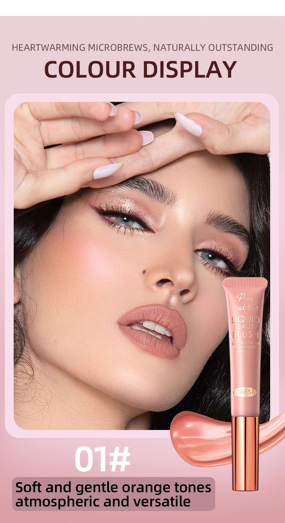 QIBEST Liquid Contour With Cushion Applicator Highlight Shimmer Natural Soft Moisturizing Cream Liquid Blush For Cheek Cosmetics