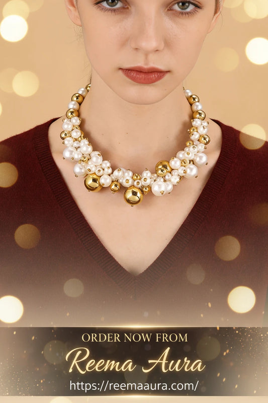 New Style Chic Chunky Imitation Pearl Acrylic Bead Choker Necklaces For Women Elegant Temperament Statement Jewelry Party Gift