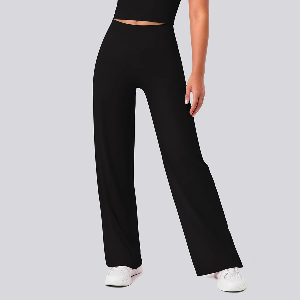 Rooftrellen Women's Sports Pants Bell-bottoms High Waisted Gym Loose Wide Leg Pants Solid Color Thin Fitness Sports Female Pants