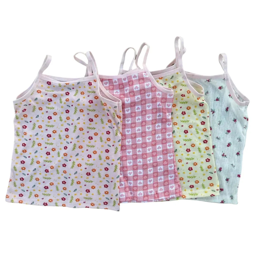 3pcs/Lot Kids Solid Color Singlet Breathable Underwear Gir Cotton Undershirts Soft Tank Tops for Baby Girl Size 2-8T