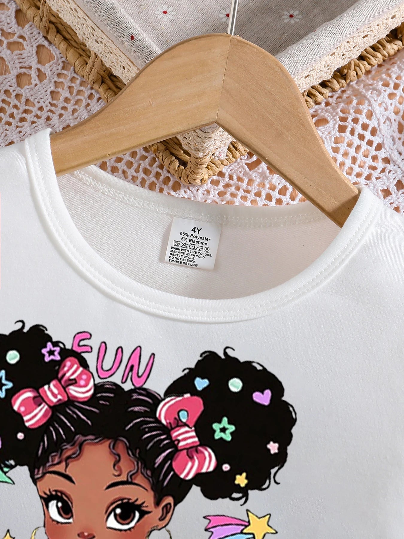 Girls’ Spring & Autumn Fashion Set – Cartoon Top & Slim Pants