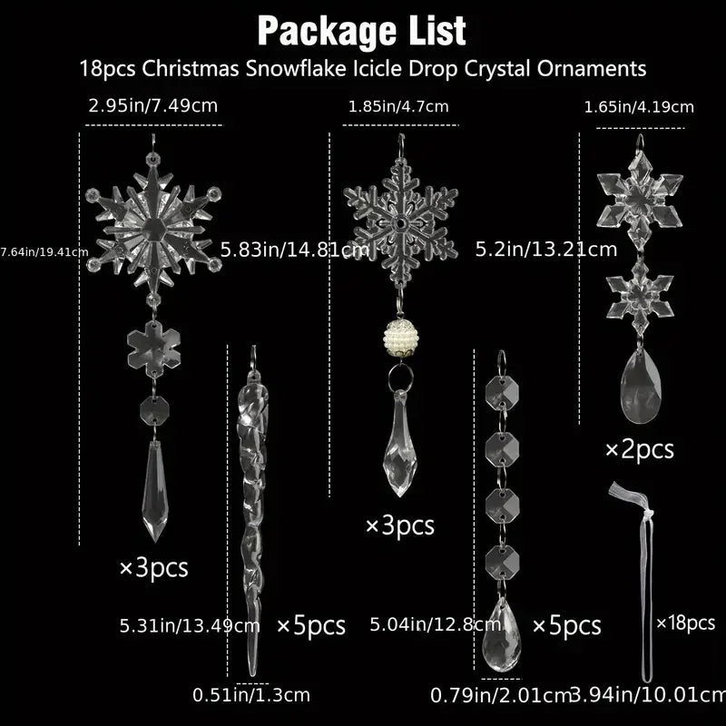 3/5/18pcs Crystal Christmas Tree Ornaments - New Year, Winter Party Decorations, Festive Tree Decorations, Best for Christmas