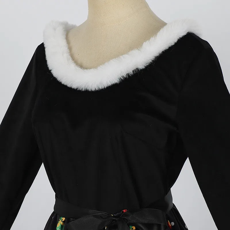 Christmas Themed Print Dress Family Atmosphere Party Event Costume Christmas Halloween Cos Costume