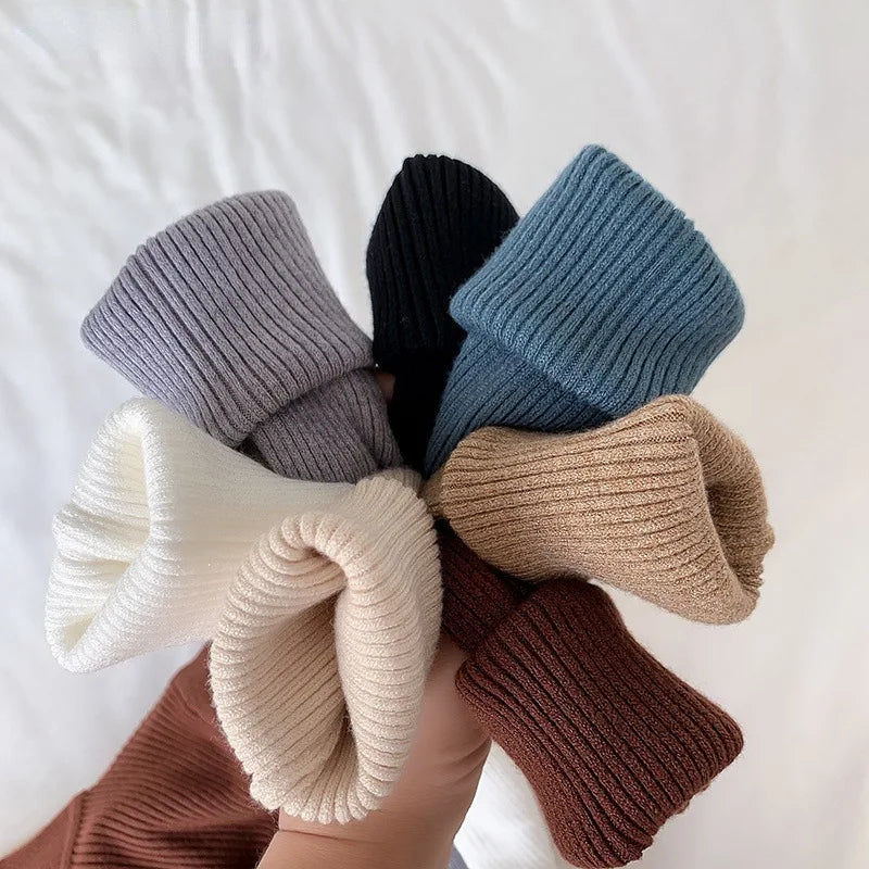 Women's Elegant Knitted Pullover Sweater Vintage Half High Neck Solid Tops Casual Slim Fit Sweaters Autumn Winter Basic Knitwear