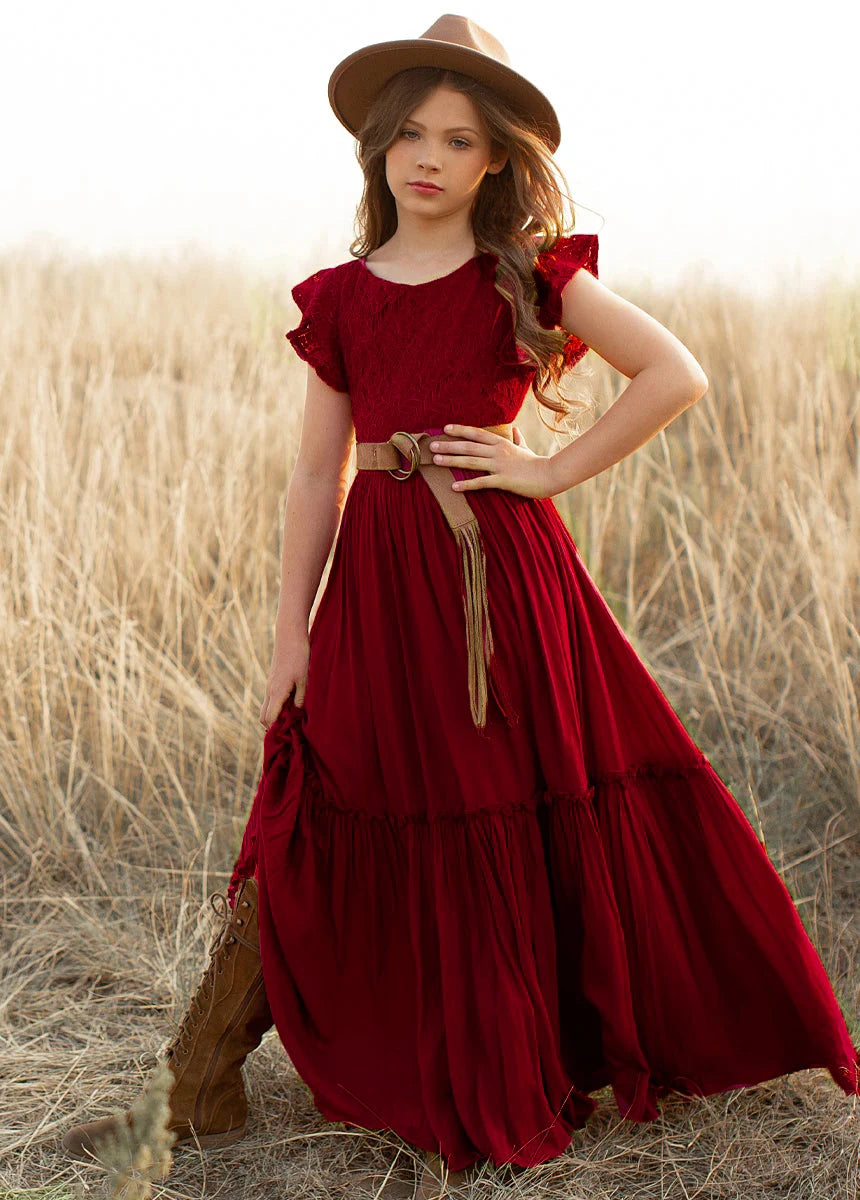 3-14 years Girls Lace Bohemia Long Dresses