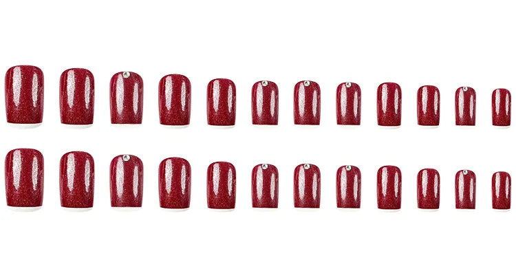 24Pcs Mid-length Fake Nails with Glue Wearable Glitter Press on Nail Detachable French Sweet Butterfly Acrylic Nail Manicure Tip