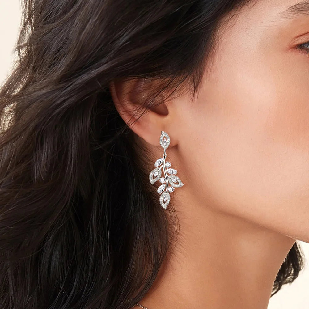 أقراط زفاف فاخرة من زاكول بتصميم ورقة ماركيز من الزركون، كريستال CZ شفاف متدلي، مجوهرات زفاف ساحرة للنساء