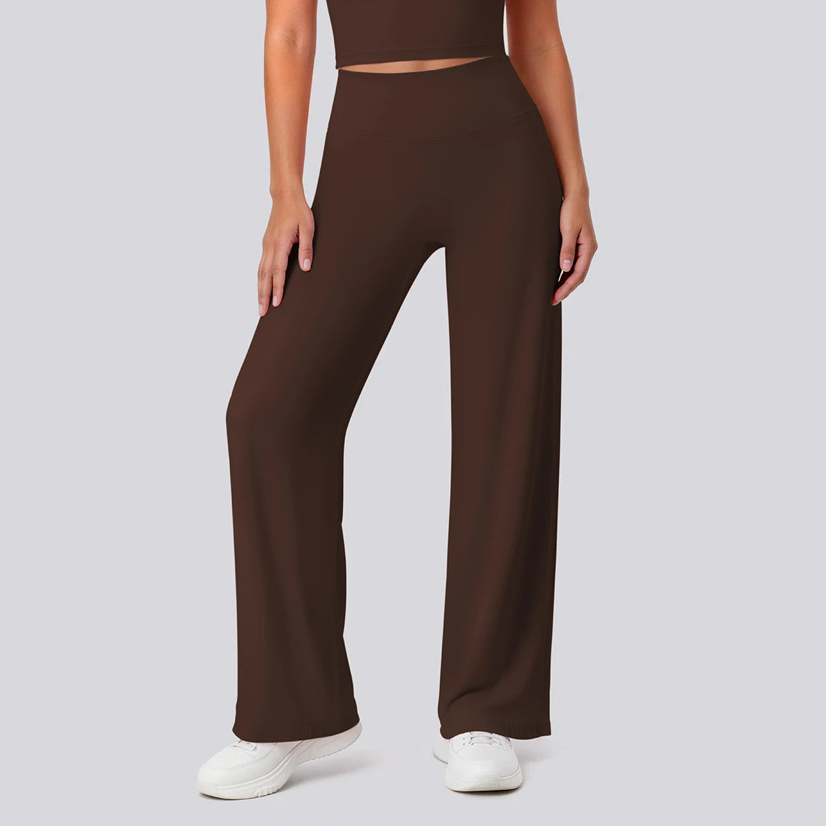 Rooftrellen Women's Sports Pants Bell-bottoms High Waisted Gym Loose Wide Leg Pants Solid Color Thin Fitness Sports Female Pants