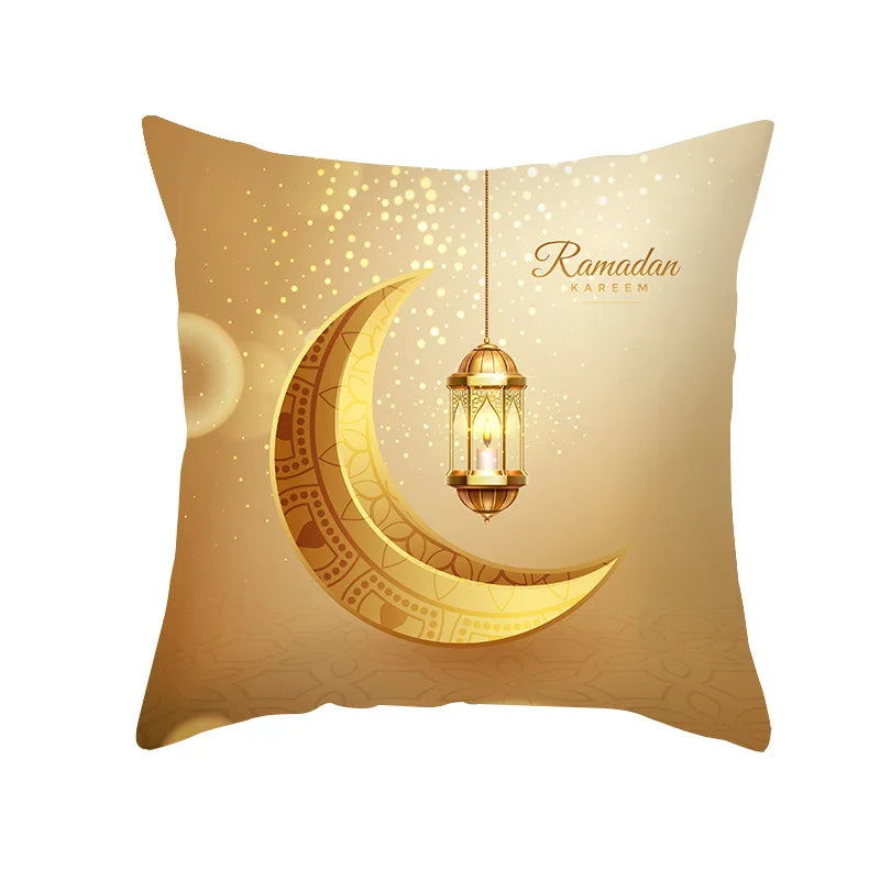 2026 Ramadan Islamic Pillow Cover – Moon & Mosque Design (45×45 cm)