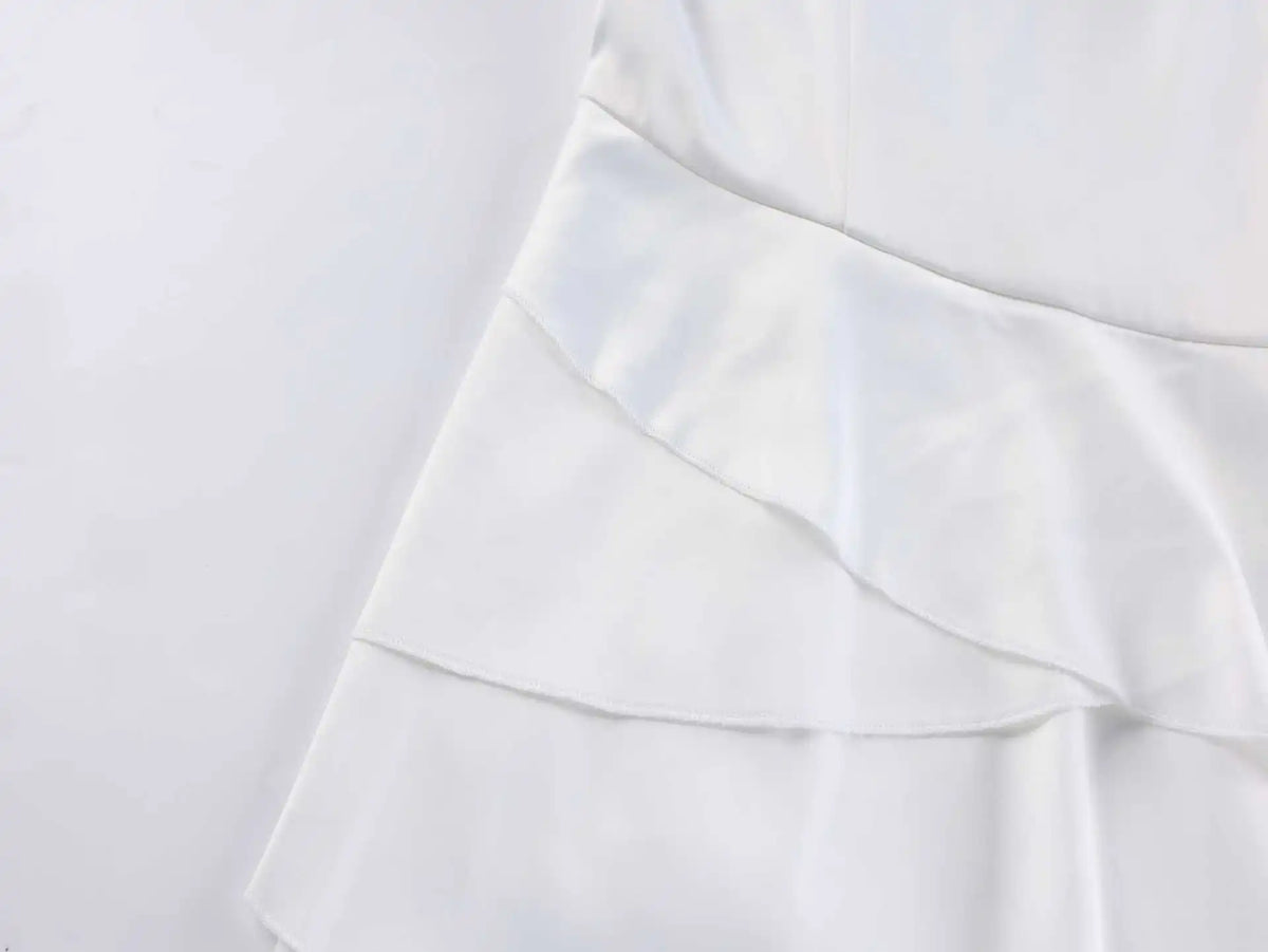 Elegant Satin Ribbons Cape Party Dress Women's Sexy Backless Solid Slim Ruffle Mini Dresses Female 2026 Evening Birthday Club Go