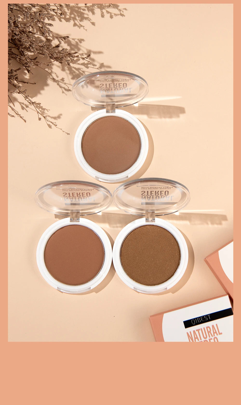 QIBEST Face Bronzer Makeup Contour Shading Powder Trimming Powder Cosmetic Face Concealer Highlighter Bronzer Palette For Women