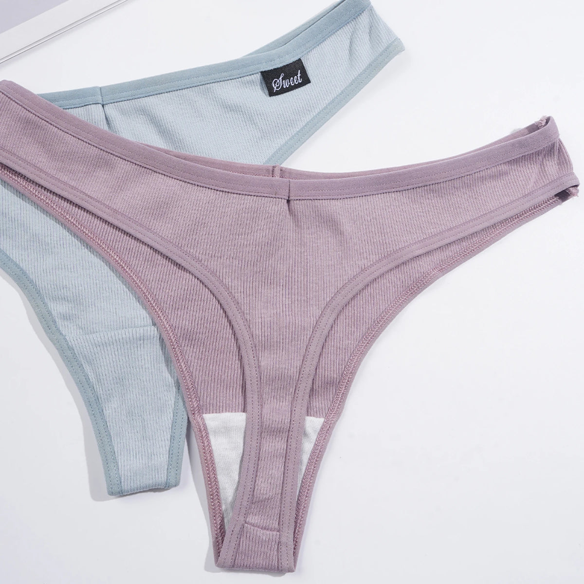 8PCS Women's Sexy Thongs Low Waist Seamless G-Strings Solid Color Comfortable Cotton Panties Female Breathable Underwear S-XXL