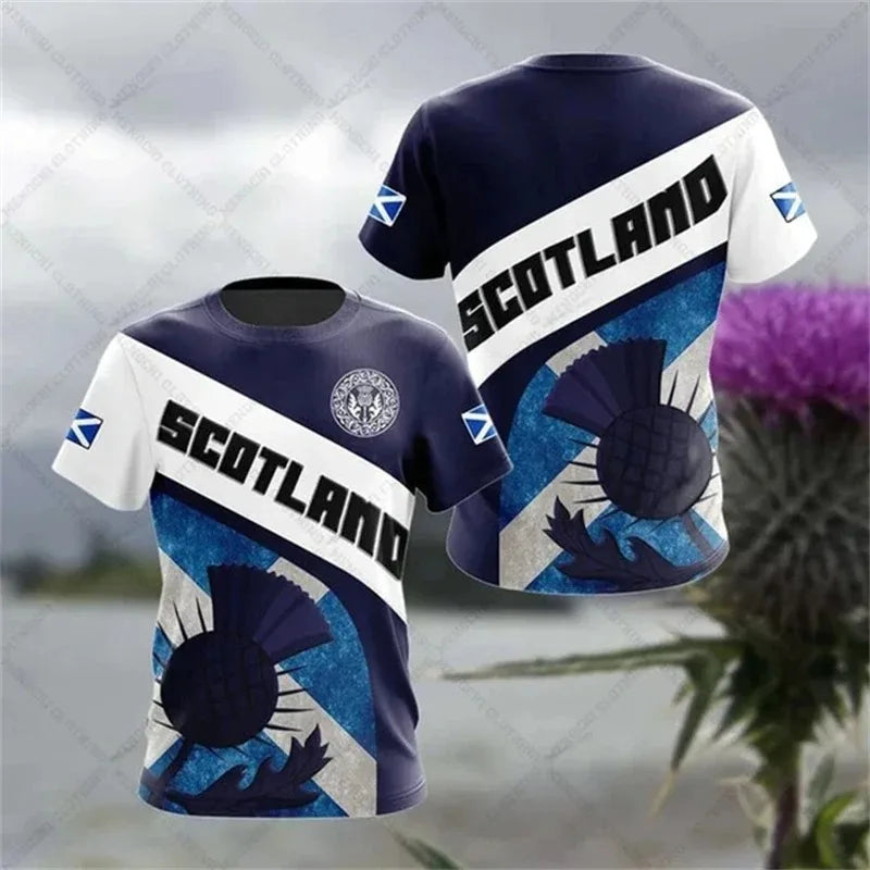 Men s Short Sleeve T Shirt with Scotland Flag Design 3D Printed Quick Dry Breathable Family Style Loose Casual for Adults Kids