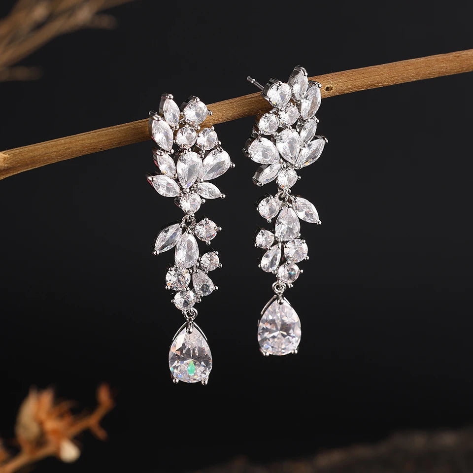 ZAKOL Clearance AAA Cubic Zirconia Wedding Bridal Dangle Earrings for Women Shiny Zircon Luxury Party Jewelry