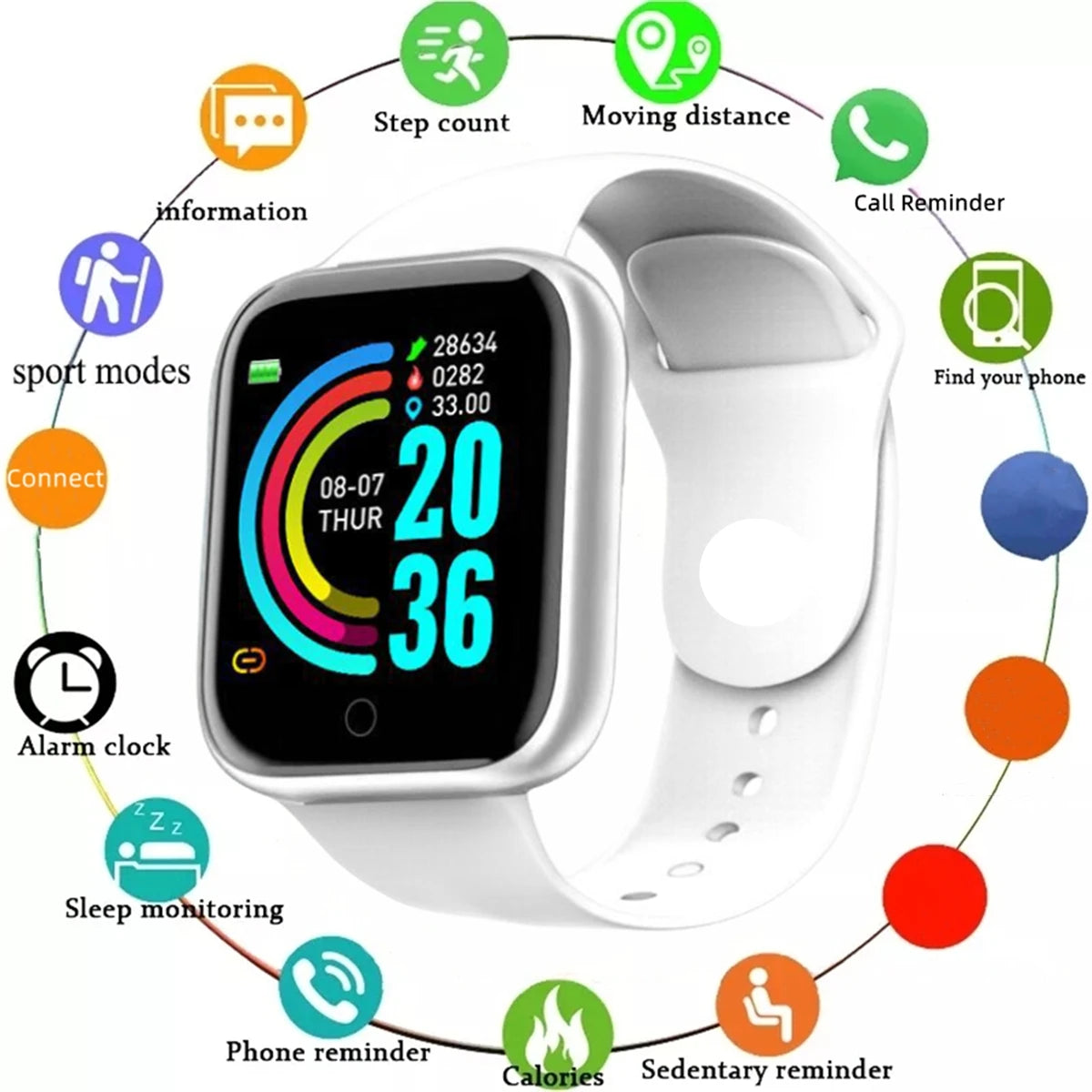 Smartwatch Women Wristwatches Smart Watch Message Fitness Monitor Bracelet Birthday Gift Electronic Clock For Android IOS
