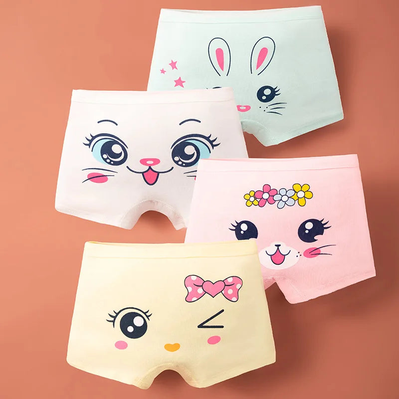 4pcs/Lot Kids Girl Underwear Set Girls Cotton Cute Printing Briefs Boyshorts Comfortable Safety Panties Children Cartoon Clothes