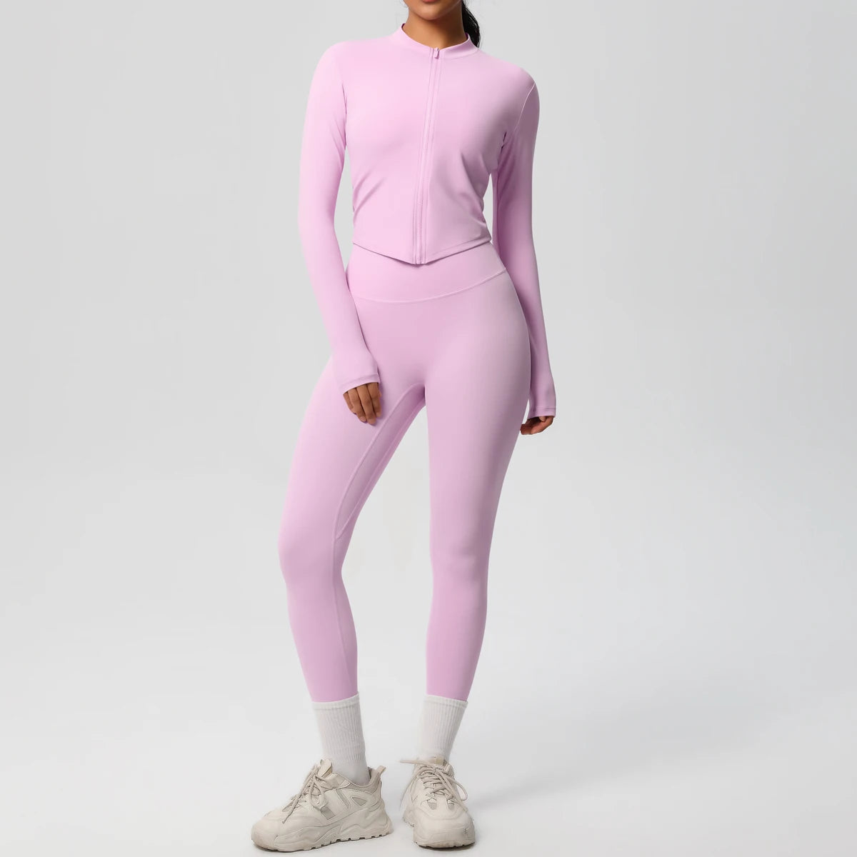 Hot Sale New Yoga Suit for Women Solid Color Yoga Zipper Long Sleeves Slim Casual Jacket Top Quick Drying Fitness Pants Gym Set