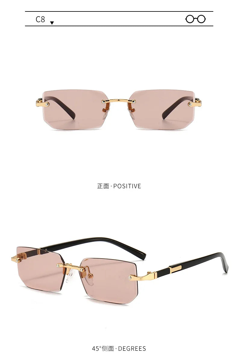 Rimless Rectangle Fashion Sunglasses نظارات شمسية مستطيلة بدون إطار