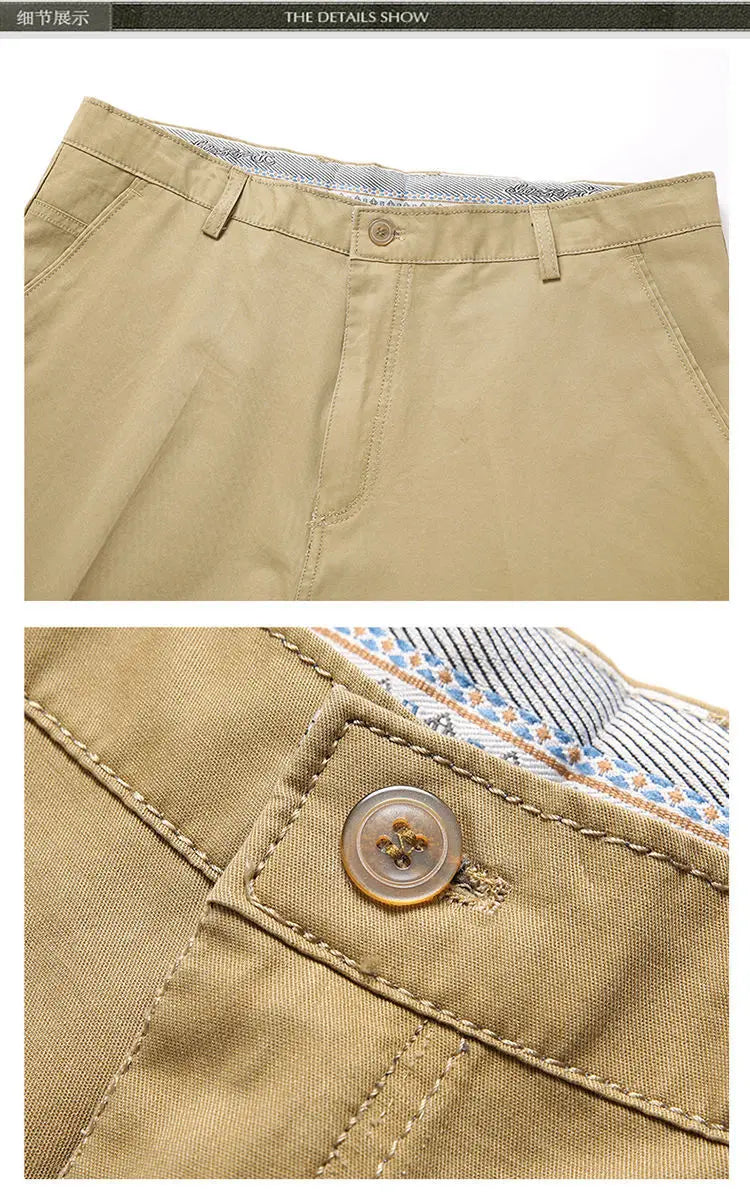 Classic Cotton Board Shorts Knee Length Comfortable Bermuda Shorts Outdoor Beach Shorts Black Khaki