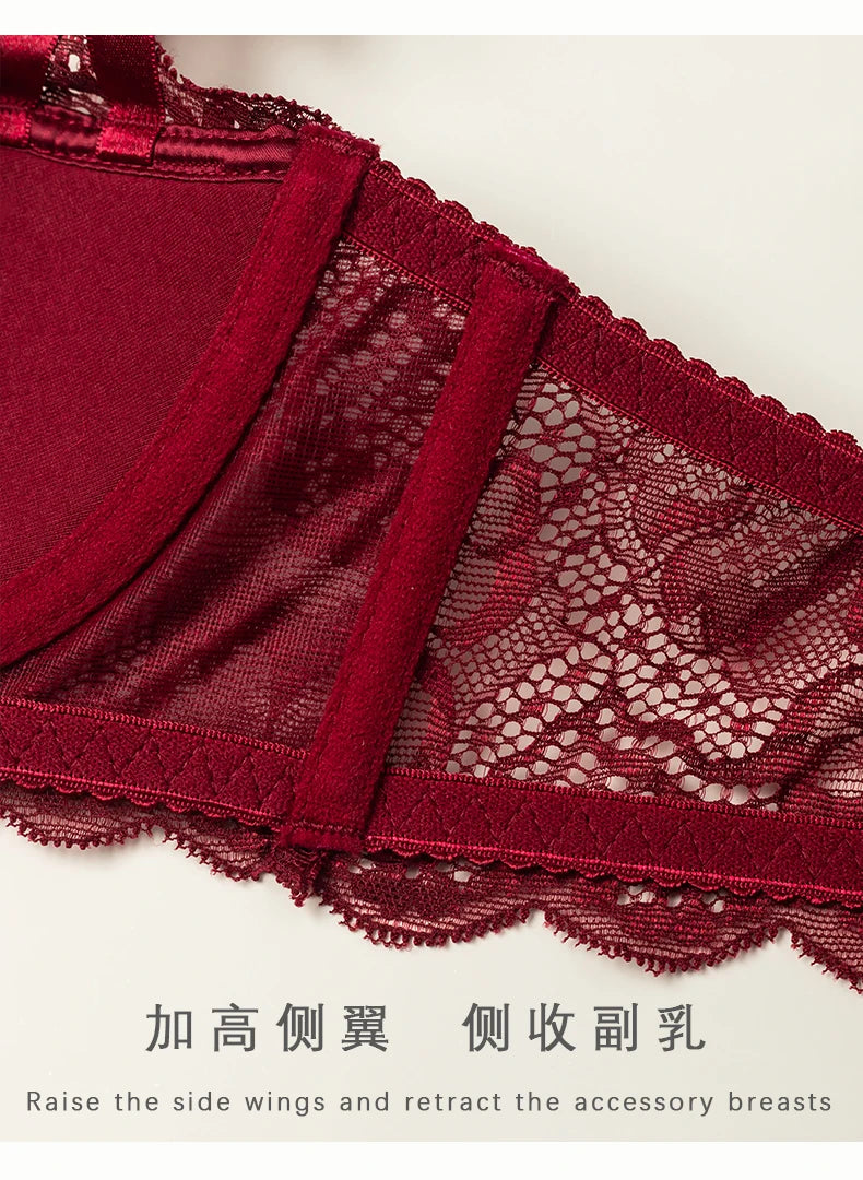 Victorian French Lace Lingerie Set Small Breasts Anti Sagging Thin Half Cup Push Up Bra Bralette Wireless Comfort for Women Sexy