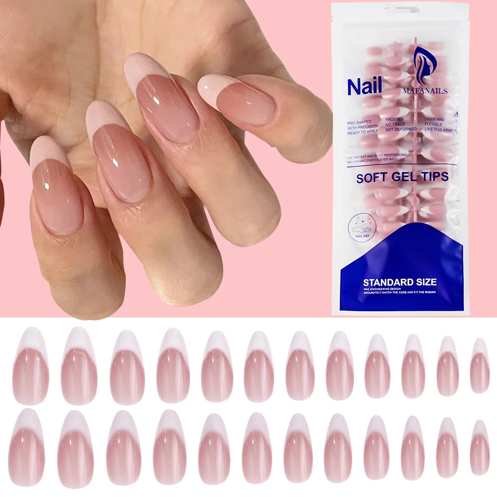 120Pcs Medium French Almond Press On Nails أظافر لاصقة فرنسية لوزية متوسطة – 120 قطعة