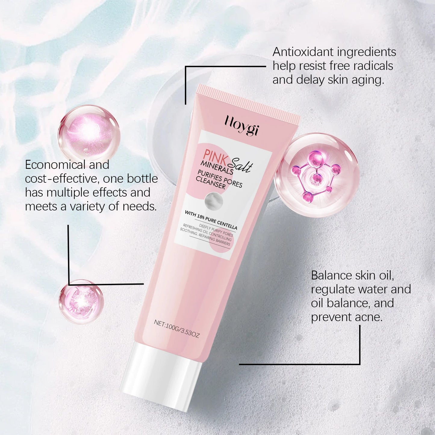 Pore-Cleansing Facial Cleanser - Cleanses Facial Impurities, Leaves Skin Non-Tight, Gentle and Moisturizing Facial Cleanser