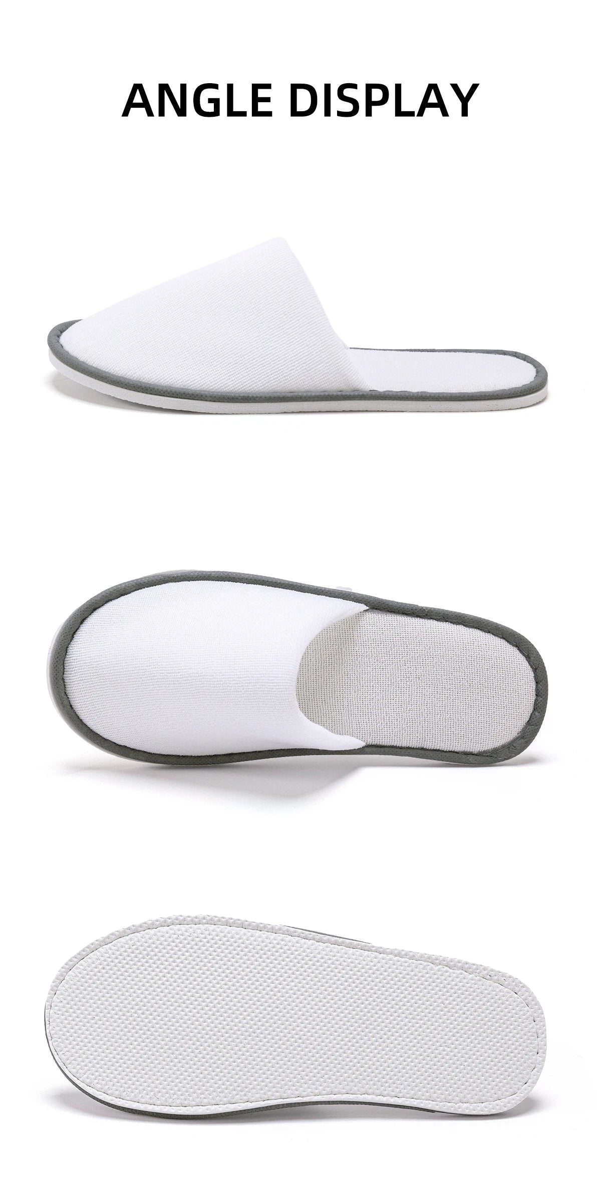 5-Pack Disposable Hotel Slippers – White, Closed-Toe, Non-Slip Bathroom Use | طقم 5 شباشب فندقية للاستعمال مرة واحدة – بيضاء، مغلقة من الأمام، مانعة للانزلاق