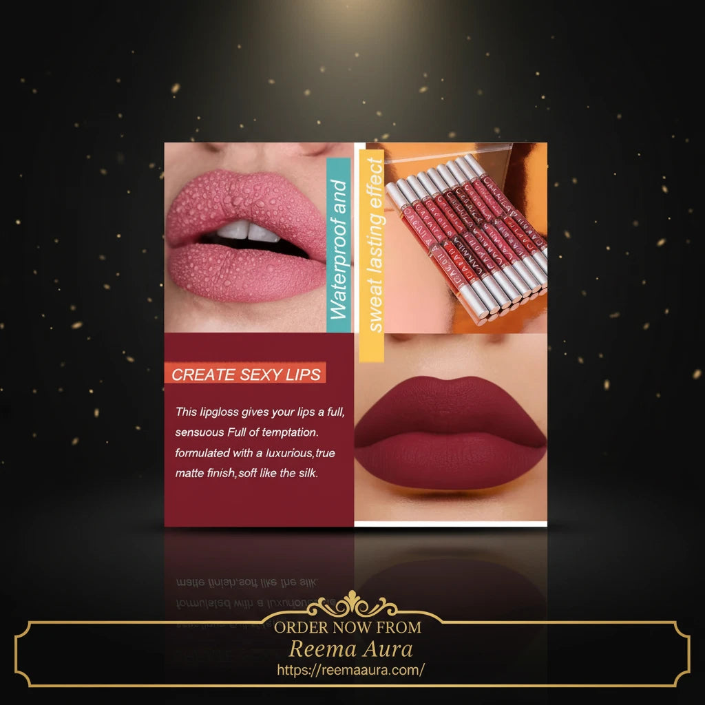 Sexy Long Lasting Velvet Matte Lip Gloss Liquid Lipstick Lip Makeup Women Beauty Red Nonstick Cup Waterproof Lip Gloss