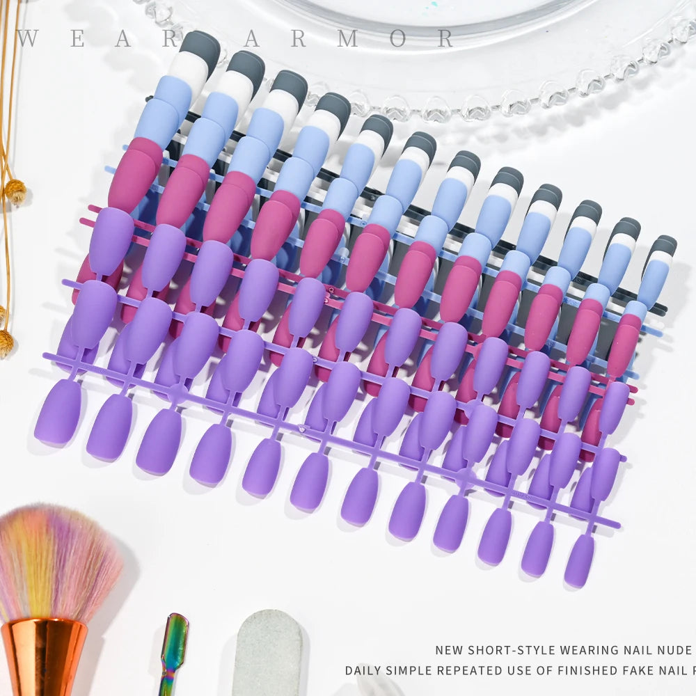120pcs Frosted Matte False Nail Detachable Full Cover Artificial Fingernails Ballet Square Head Press On Fake Nail Tips