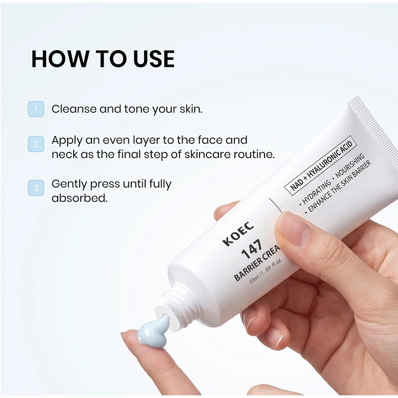 NAD+ PDRN Face Repair Cream 50g Centella Hyaluronic Acid Deeply Hydrating Nourishing Relieve Dryness Redness Daily Facial Care