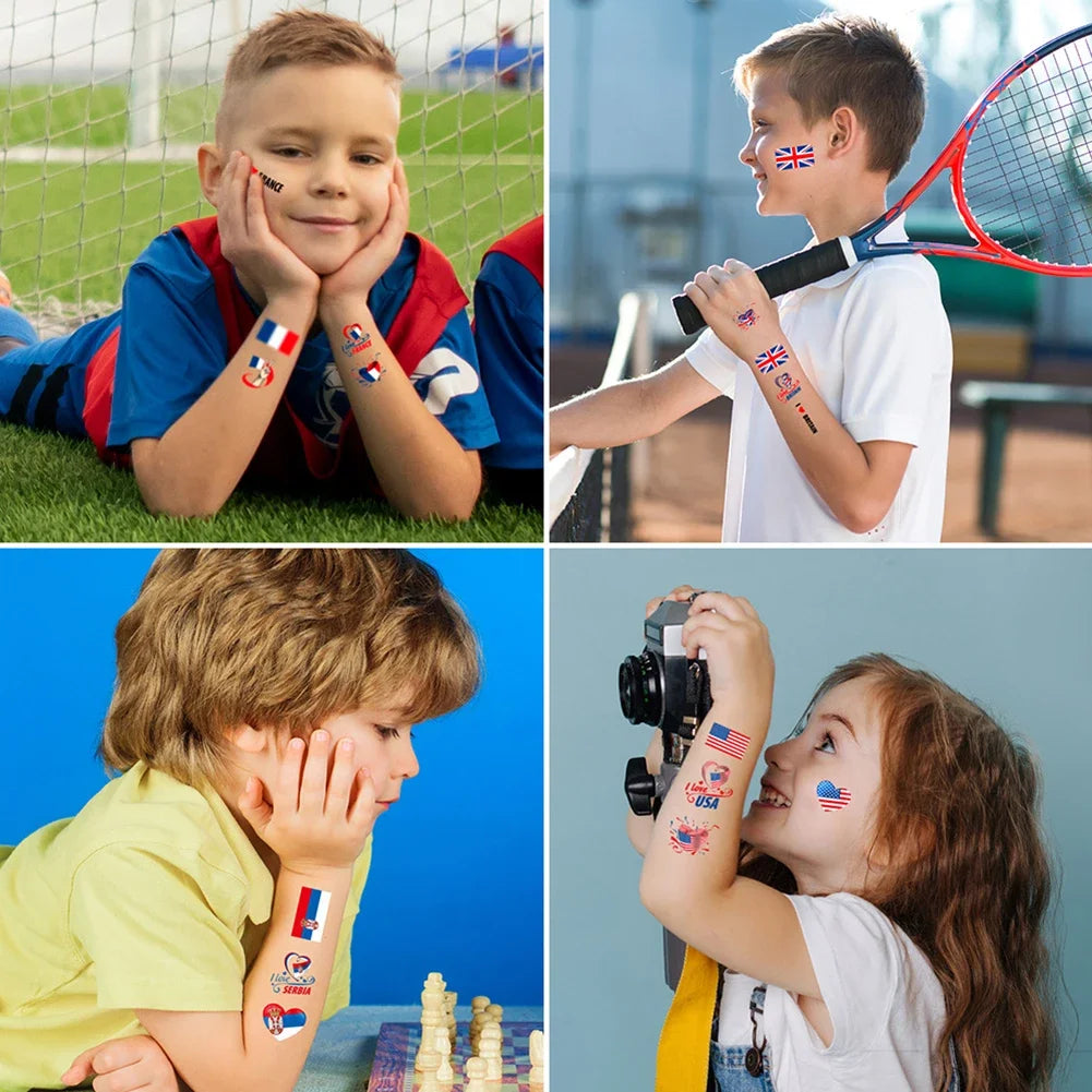 Soccer Fan National Flag Face Tattoo Stickers - ملصقات وشم مؤقتة بأعلام الدول لمشجعي كرة القدم